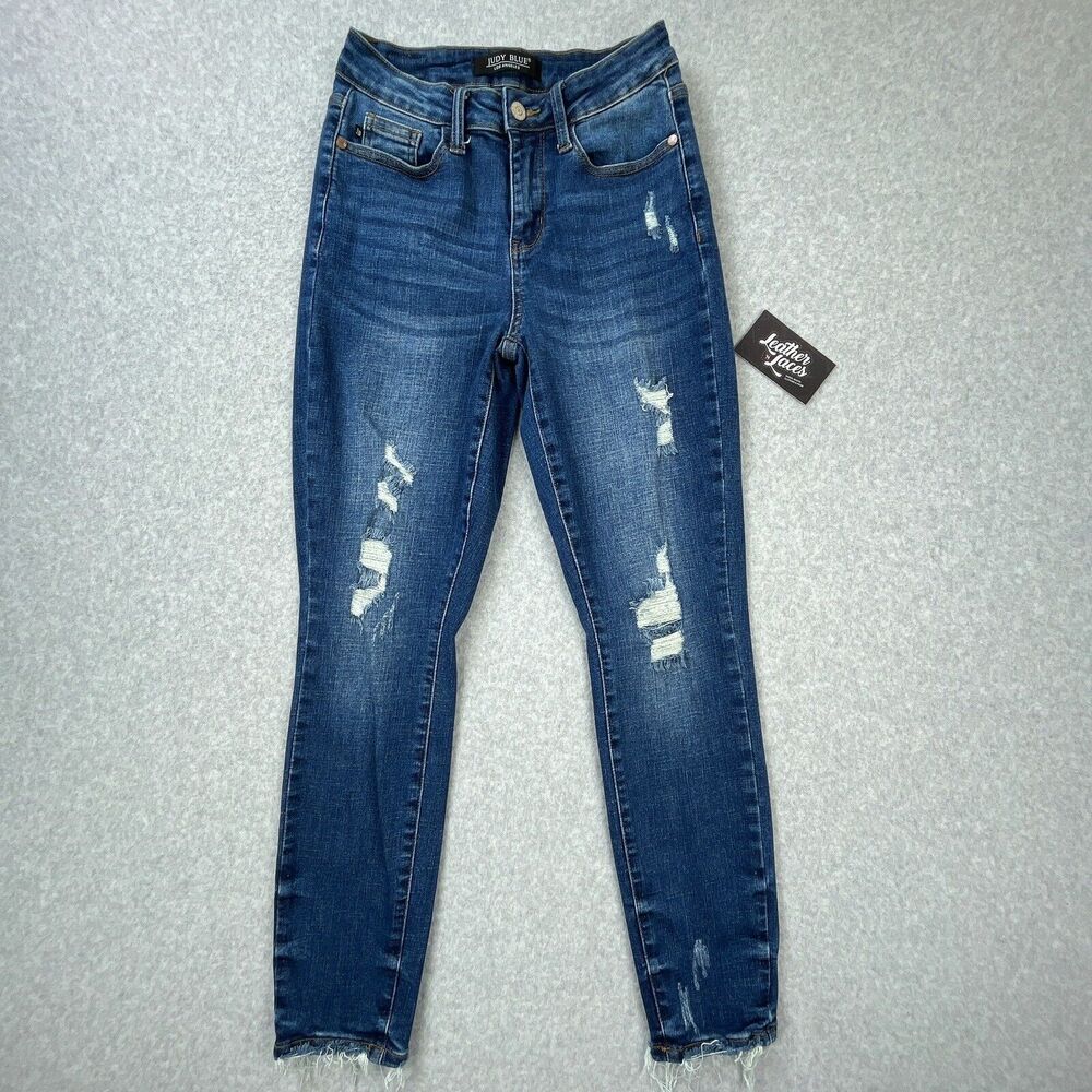 Judy Blue Evansville Mid Rise Relaxed Fit Jeans Womens 1/25 Dark Wash JB888304